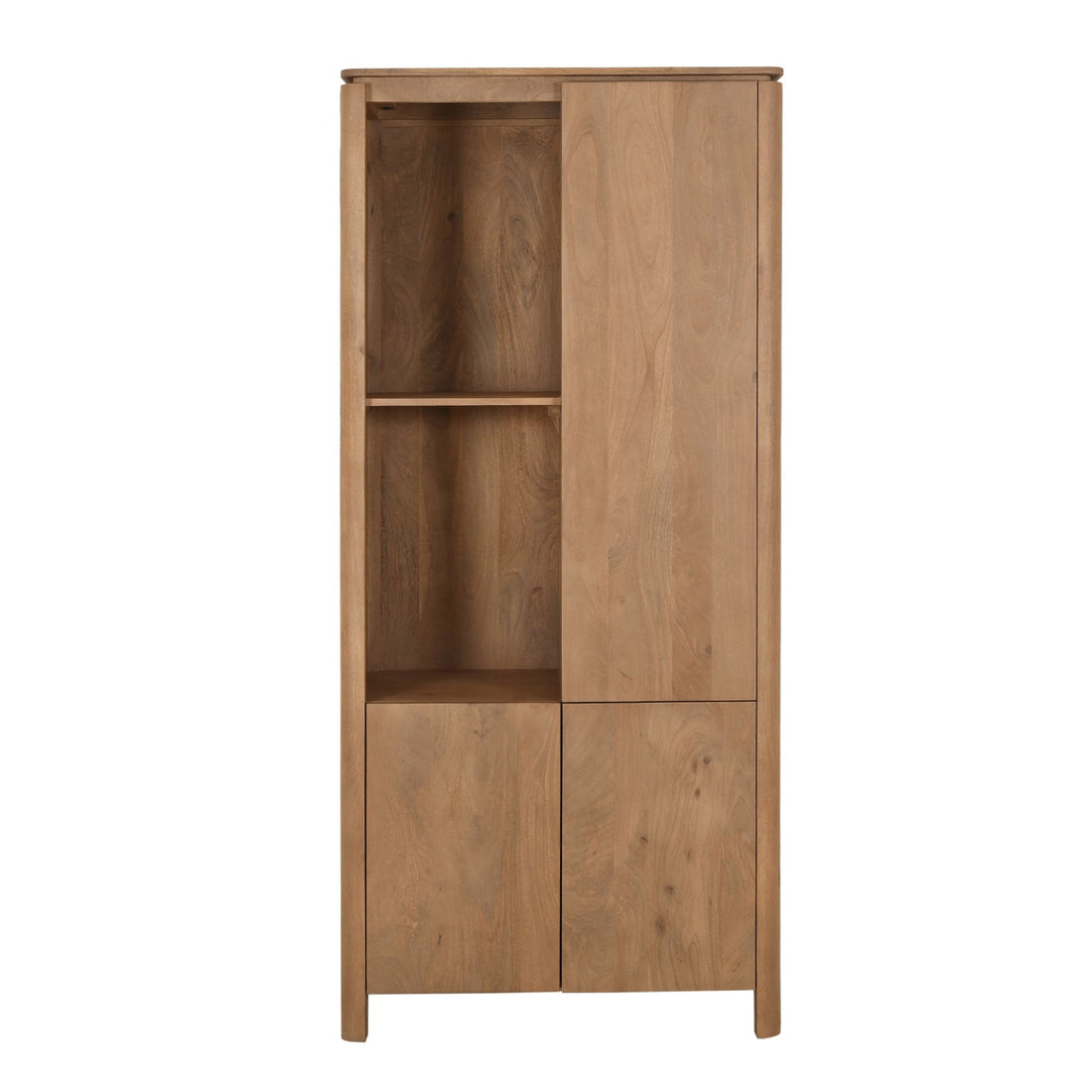 Vakkenkast Links Dallas van Starfurn in naturel mangohout, 90 cm breed en 200 cm hoog