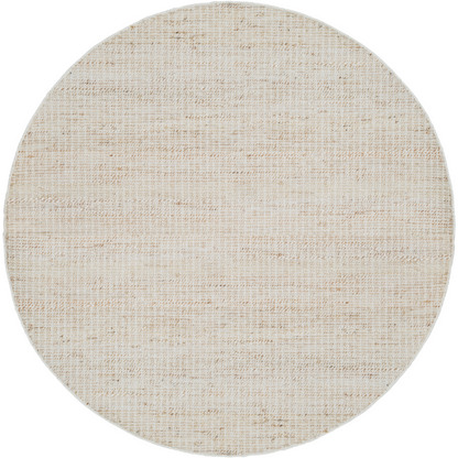 Vloerkleed Hero Jute Wol Ivoor Naturel Rond 150cm van MUST Living, volledig in beeld op een neutrale achtergrond