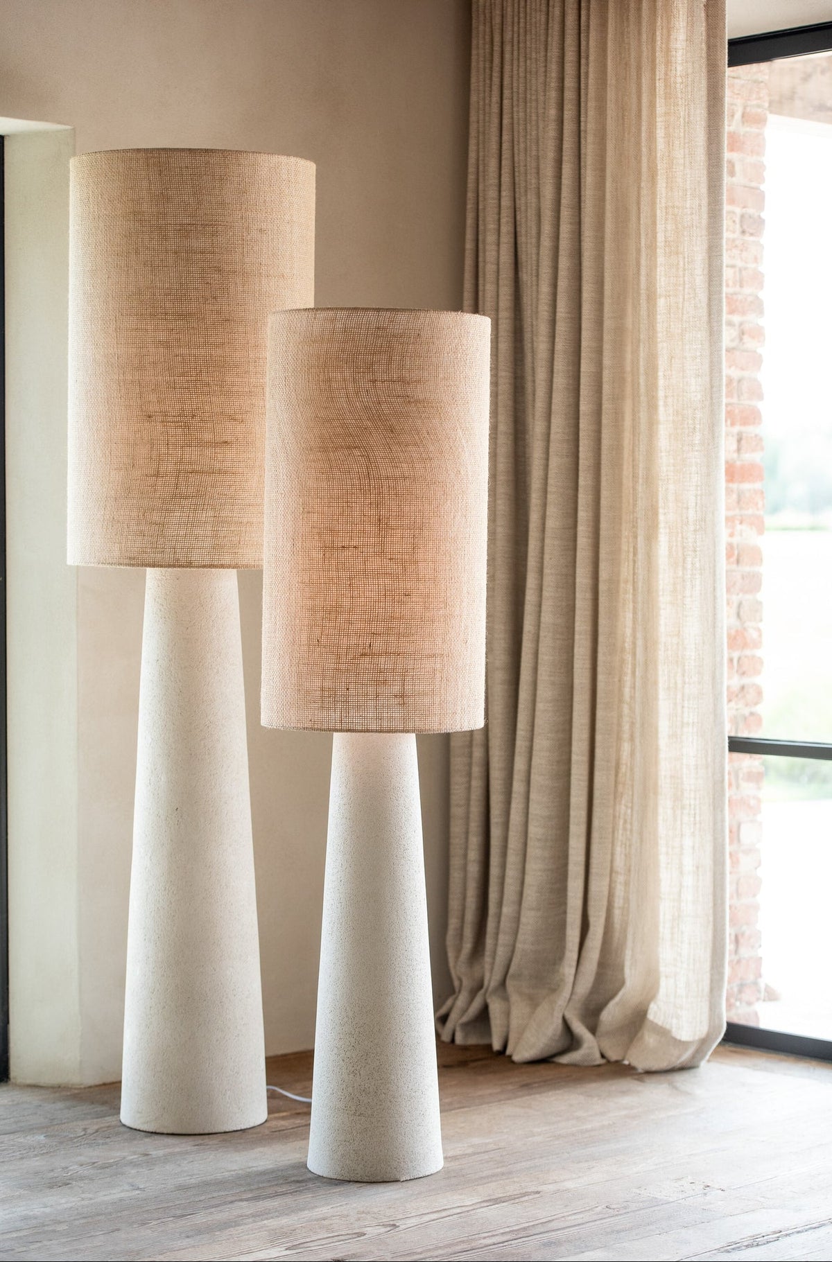 Floor Lamp Ava Fiberglass/Jute Natural Large H168.5cm J-Line