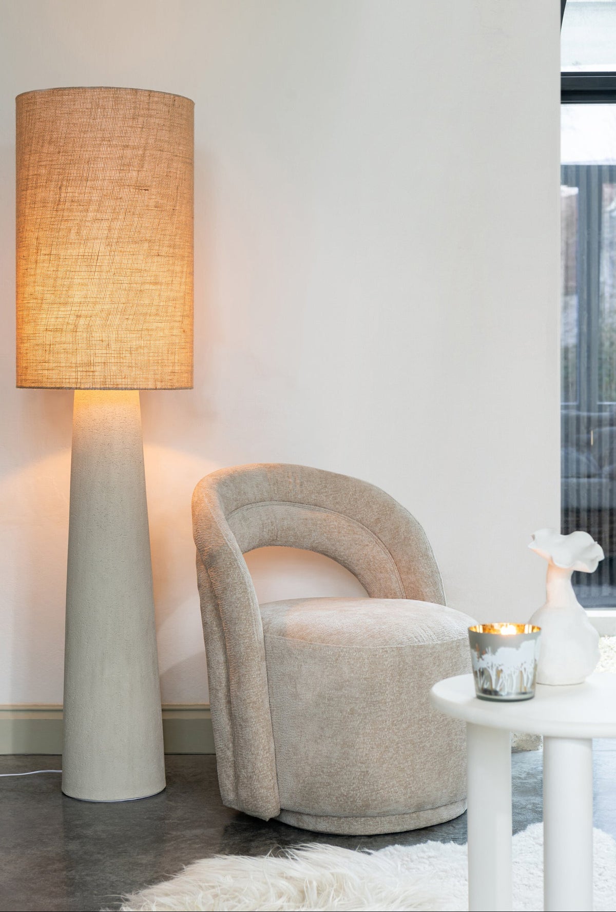 Floor Lamp Ava Fiberglass/Jute Natural Large H168.5cm J-Line