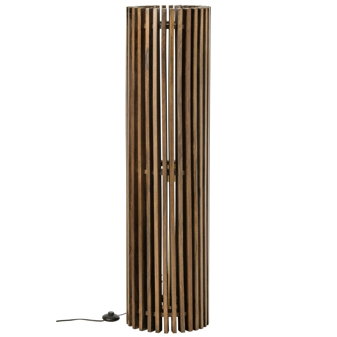 Floor Lamp Ribbed Mango Wood Dark Brown J-Line