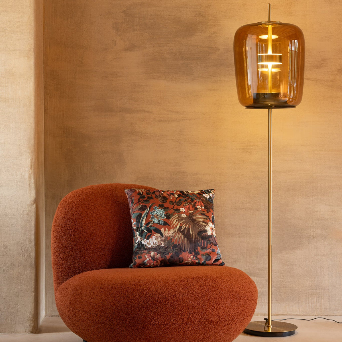 Floor Lamp Led Glass Brown H 168cm J-Line