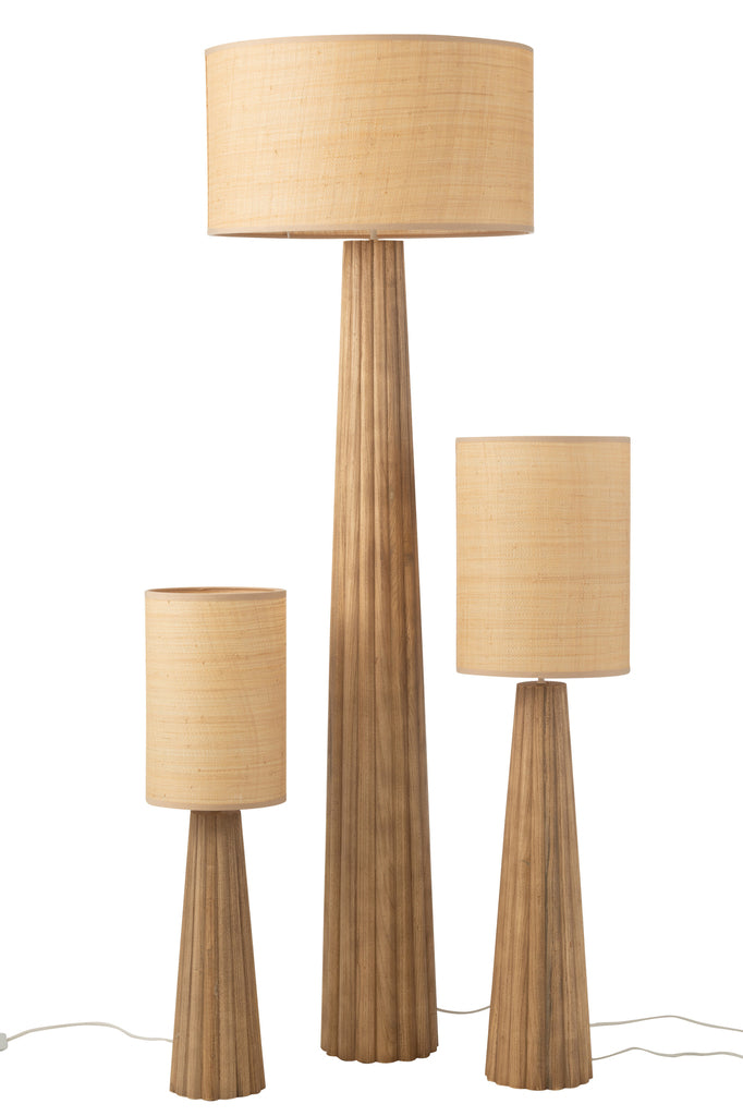 Vloerlamp Paraplu Ailanthus Hout Naturel 48x48x157cm - Vloerlamp - J-Line - livinglovely.nl