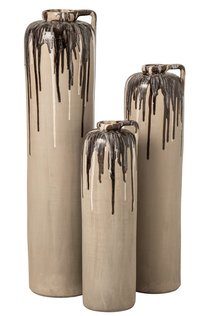 Floor Vase Ceramic Beige/Brown Large J-Line