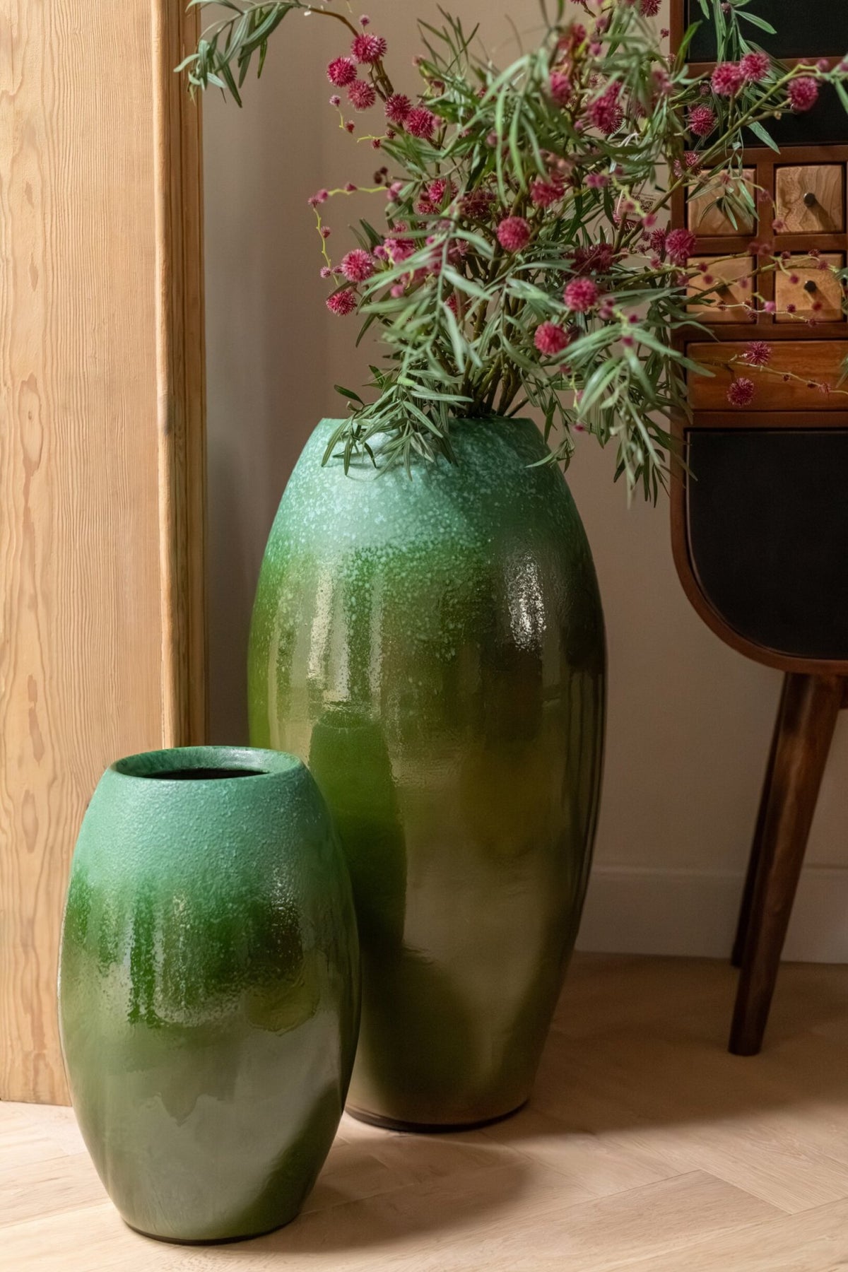 Floor Vase Ceramic Dark Green/Turquoise Medium J-Line