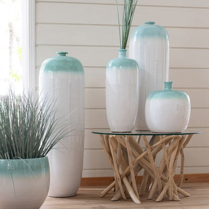 Floor Vase Ceramic Mint Green/White Medium J-Line