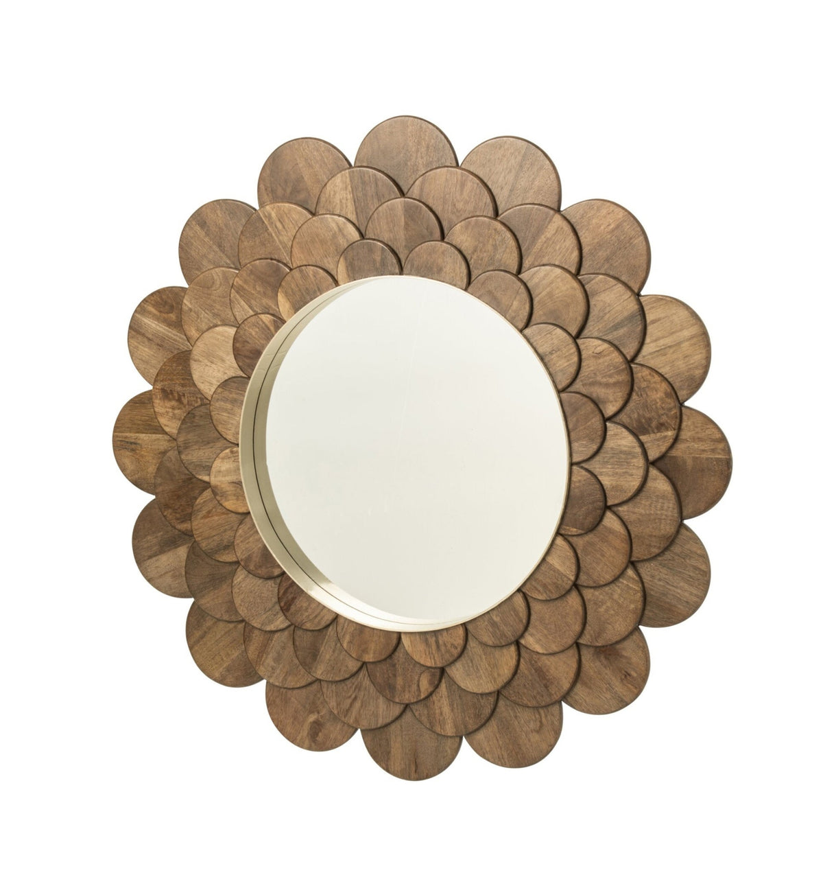 Wall Mirror Flowers Mango Wood Dark Brown J-Line