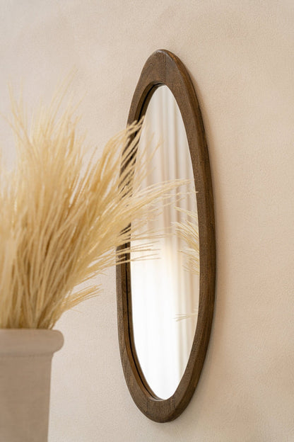 Mango Wood Wall Mirror Dark Brown J-Line
