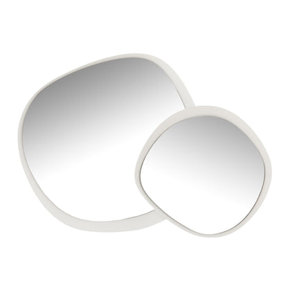 Wall Mirror Metal/Glass White Large