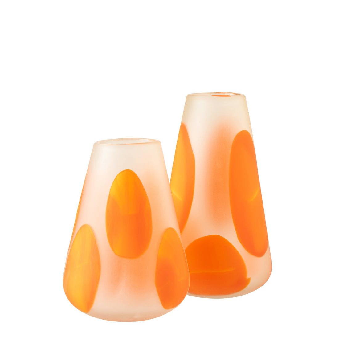 Tealight Holder Dotted Glass Dark Orange/Transparent Large J-Line