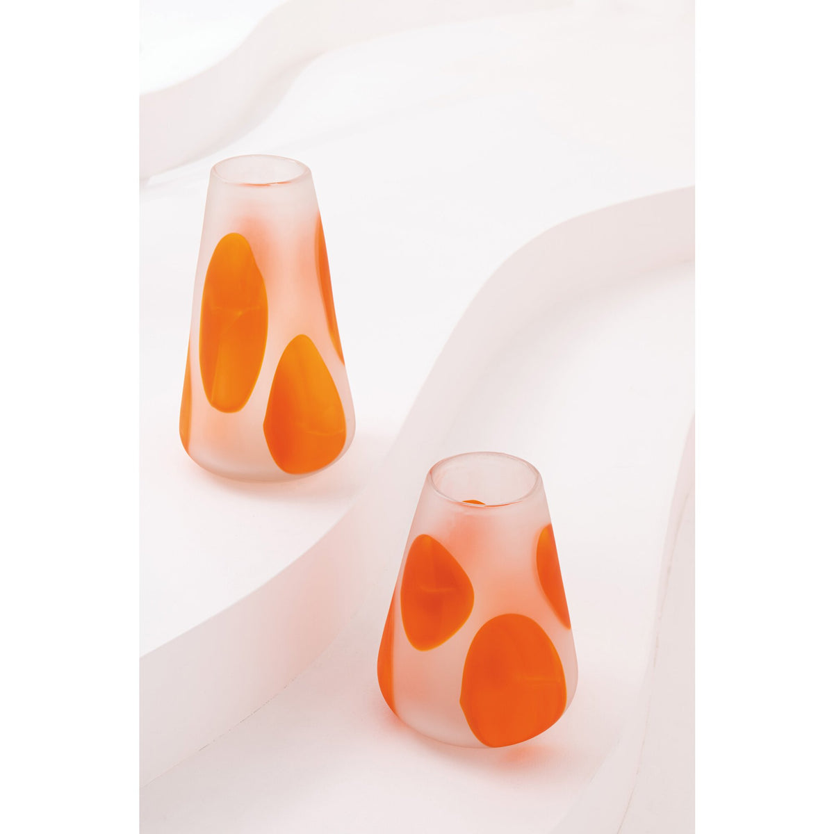 Tealight Holder Dotted Glass Dark Orange/Transparent Small J-Line