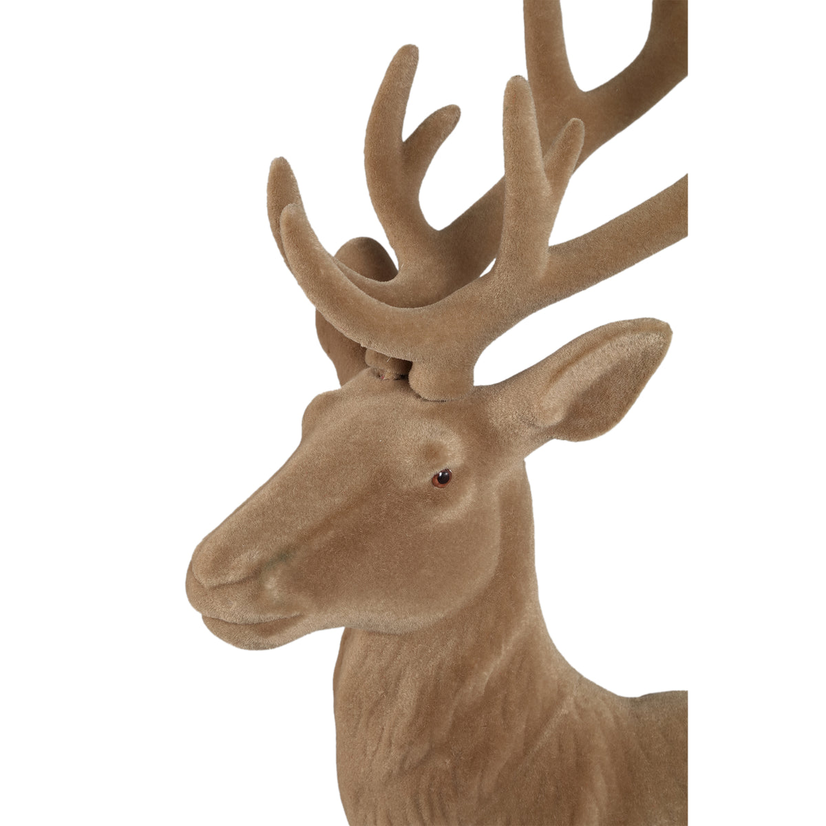 Yule Rendier Beeld Beige van PTMD, close up van de kop en het gewei van het rendier