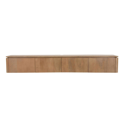 Zwevend TV-meubel Dallas van Starfurn in naturel mangohout, 210 cm breed