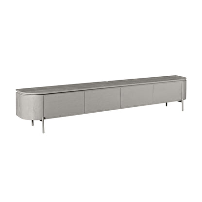 Tv-meubel Excellent van Starfurn in koelere taupe tint, schuin van opzij